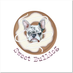 Sweet Bulldog and donut with white glaze Posters and Art